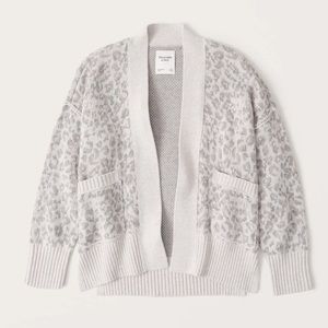 NWT Abercrombie Side Slit Cotton Leopard Cardigan